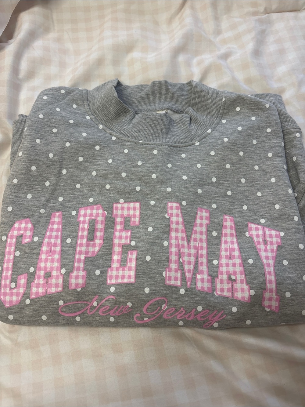 Cape May Pink Lettering Gray Kids Pajama Top